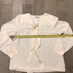Cream tie front long sleeve blouse